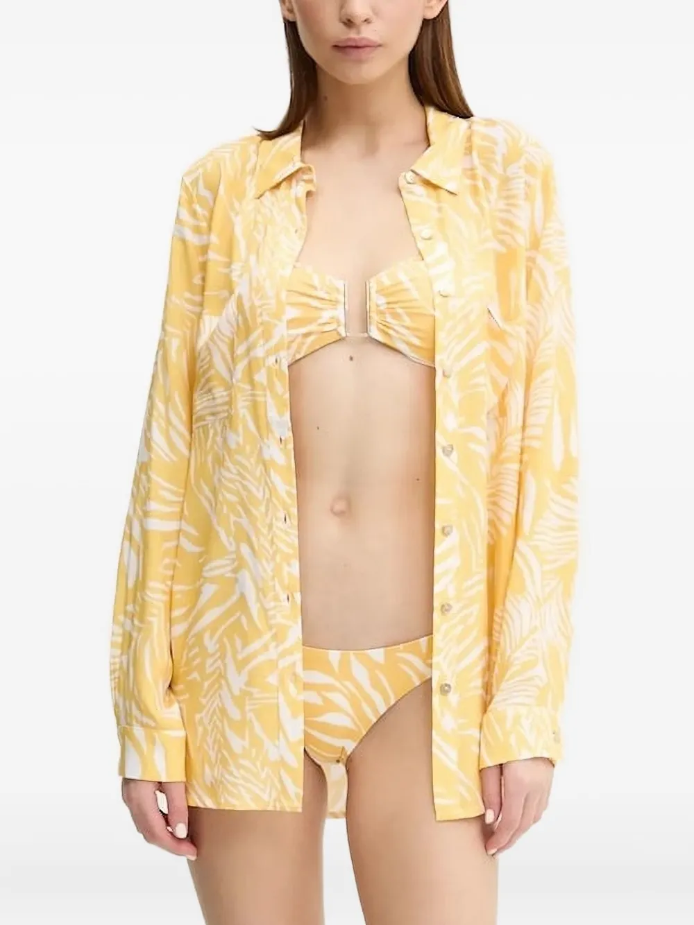 Рубашка с принтом листьев на пуговицах Melissa Odabash, желтый
Рубашка с принтом листьев на пуговицах Melissa Odabash, желтый