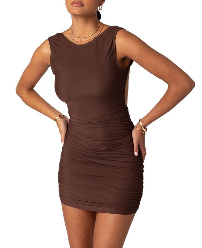 Мини-платье Edikted Mikey со сборками и открытой спиной, коричневый
Мини-платье Edikted Mikey со сборками и открытой спиной, коричневый