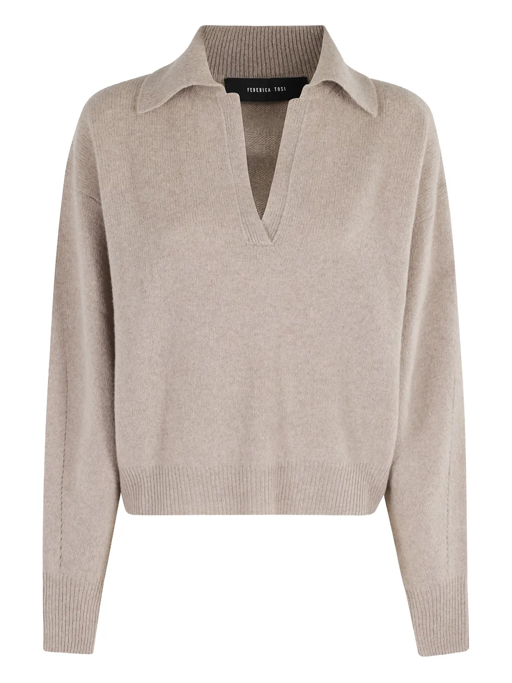 Ребристый свитер с воротником-поло Federica Tosi, нейтральный
Ребристый свитер с воротником-поло Federica Tosi, нейтральный