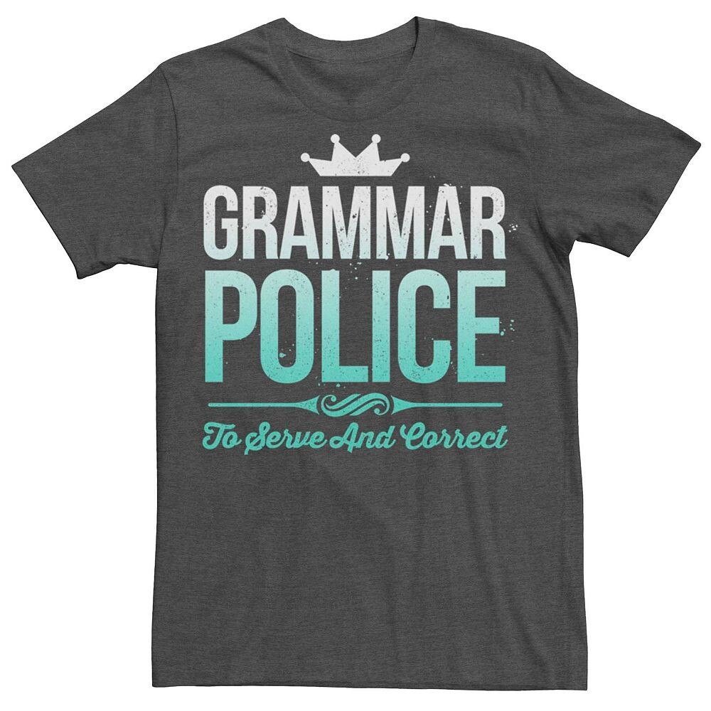 Мужская футболка с рисунком Grammar Police Humor Licensed Character, цвет Charcoal Heather
Мужская футболка с рисунком Grammar Police Humor Licensed Character, цвет Charcoal Heather