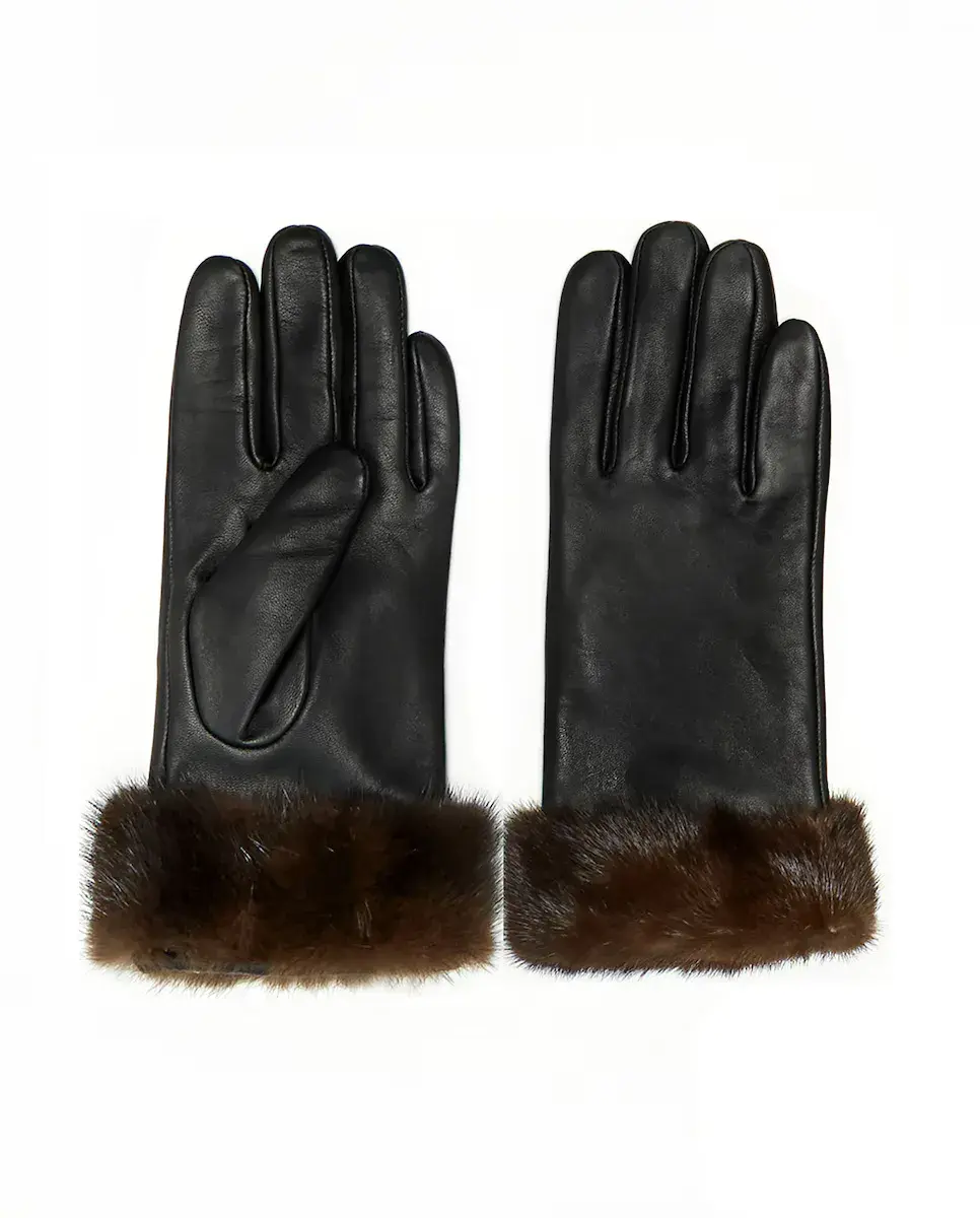 Черные кожаные перчатки с коричневыми манжетами из норки Maximilian
Черные кожаные перчатки с коричневыми манжетами из норки Maximilian