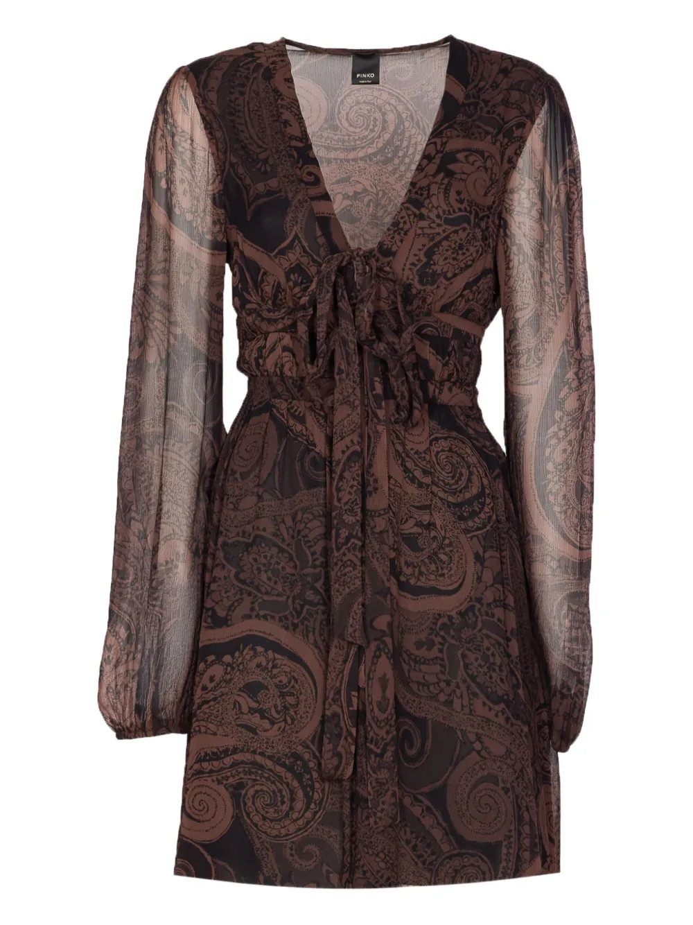Платье мини с завязками и принтом пейсли PINKO, коричневый
Платье мини с завязками и принтом пейсли PINKO, коричневый