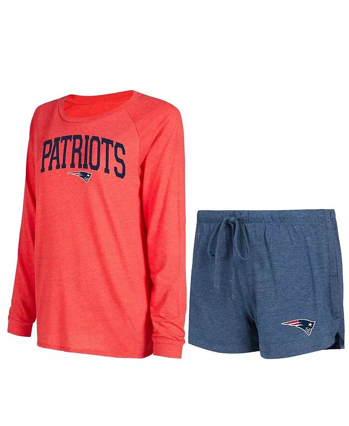Женский комплект из темно-синей, красной футболки и шорт New England Patriots с длинным рукавом реглан Concepts Sport
Женский комплект из темно-синей, красной футболки и шорт New England Patriots с длинным рукавом реглан Concepts Sport