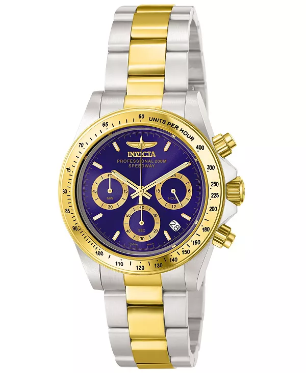 Мужские кварцевые часы-хронограф Speedway 3644 с синим циферблатом Invicta, gold
Мужские кварцевые часы-хронограф Speedway 3644 с синим циферблатом Invicta, gold