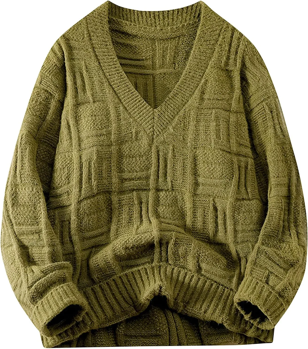 Мужской свитер Cambkatl с текстурой — базовый V-образный вырез, свободный покрой
Мужской свитер Cambkatl с текстурой — базовый V-образный вырез, свободный покрой