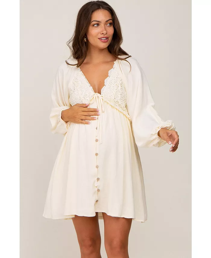 Бежевое кружевное платье для беременных на пуговицах спереди Pinkblush, коричневый/бежевый
Бежевое кружевное платье для беременных на пуговицах спереди Pinkblush, коричневый/бежевый