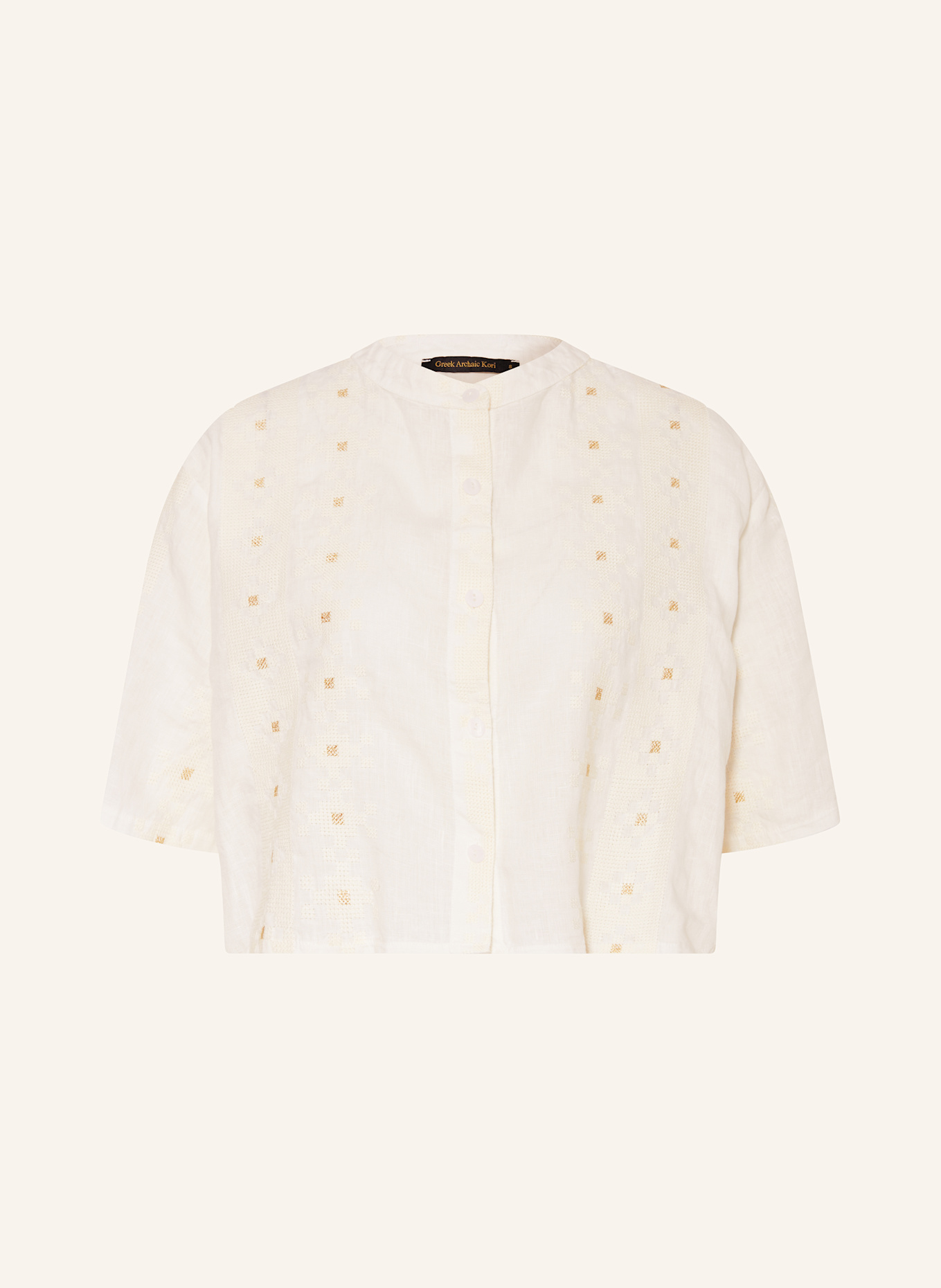 Укороченная блузка пиксельная из льна с блестящей пряжей Greek Archaic Kori, мультиколор
Укороченная блузка пиксельная из льна с блестящей пряжей Greek Archaic Kori, мультиколор