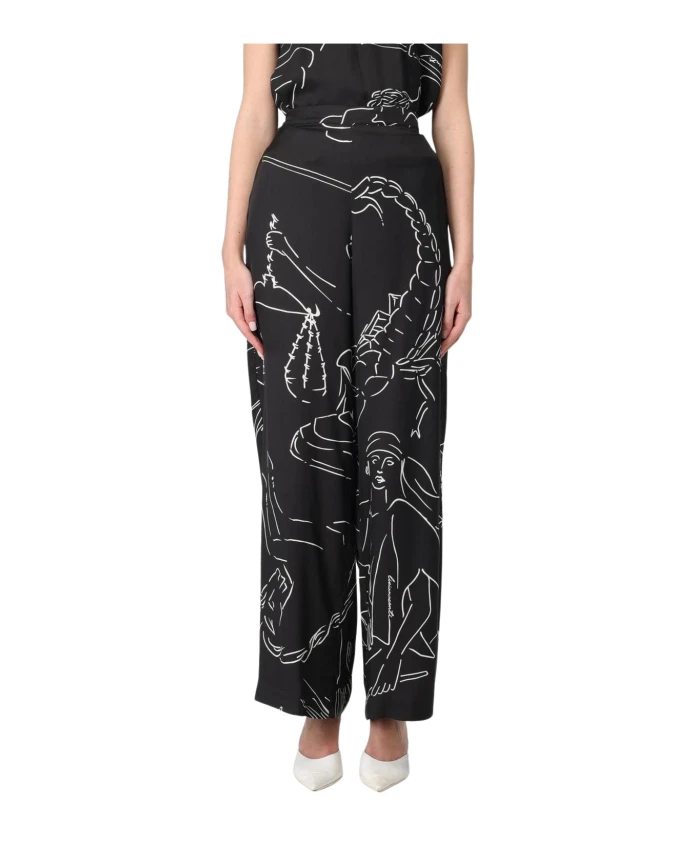 Шелковые брюки с широкими штанинами и принтом на мифологическую тематику. Liviana Conti, черный
Шелковые брюки с широкими штанинами и принтом на мифологическую тематику. Liviana Conti, черный