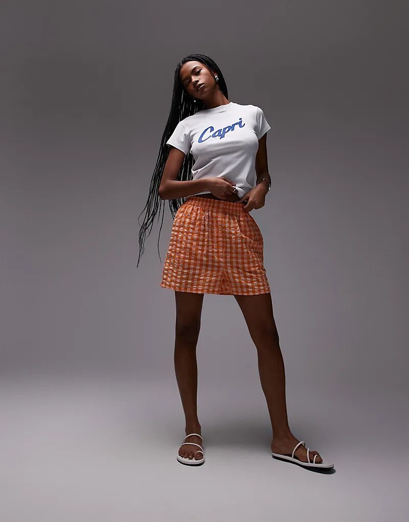 Шорты Topshop с текстурированной клеткой в оранжевую клетку
Шорты Topshop с текстурированной клеткой в оранжевую клетку