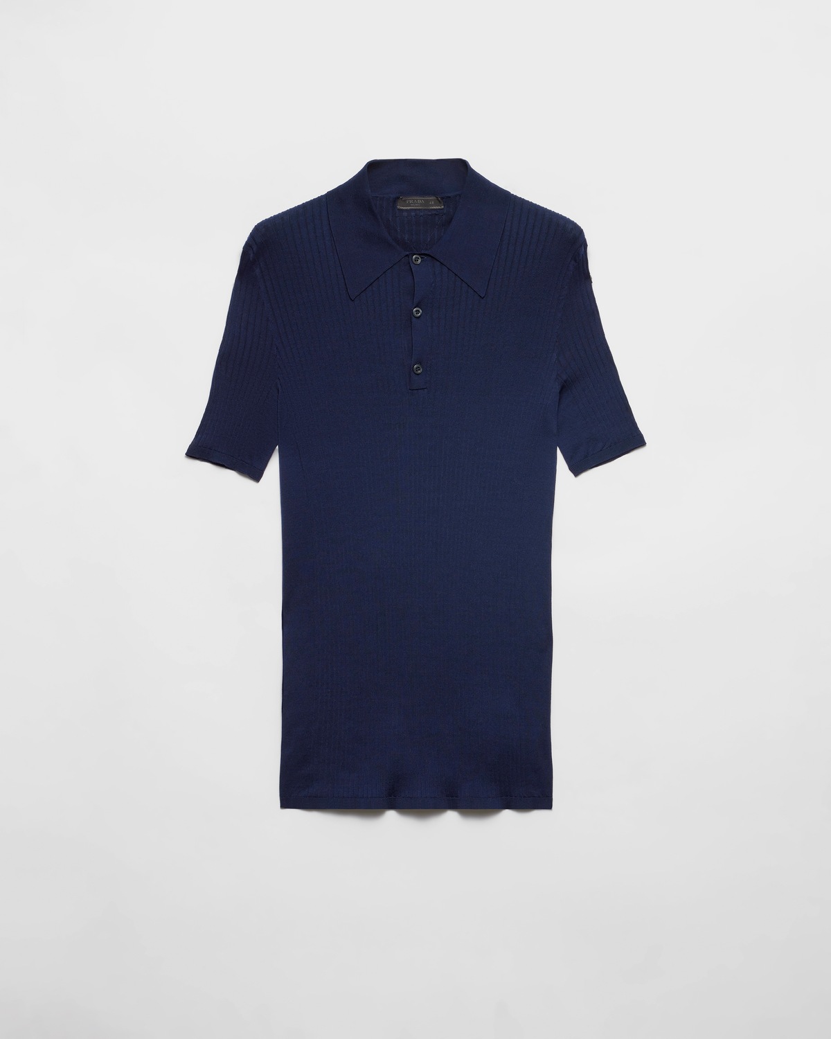 Вязаное хлопковое поло в рубчик Prada, темно-синий
Вязаное хлопковое поло в рубчик Prada, темно-синий