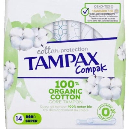 Тампоны Tampax Compak Cotton Protection Super с аппликатором, 14 шт.
Тампоны Tampax Compak Cotton Protection Super с аппликатором, 14 шт.