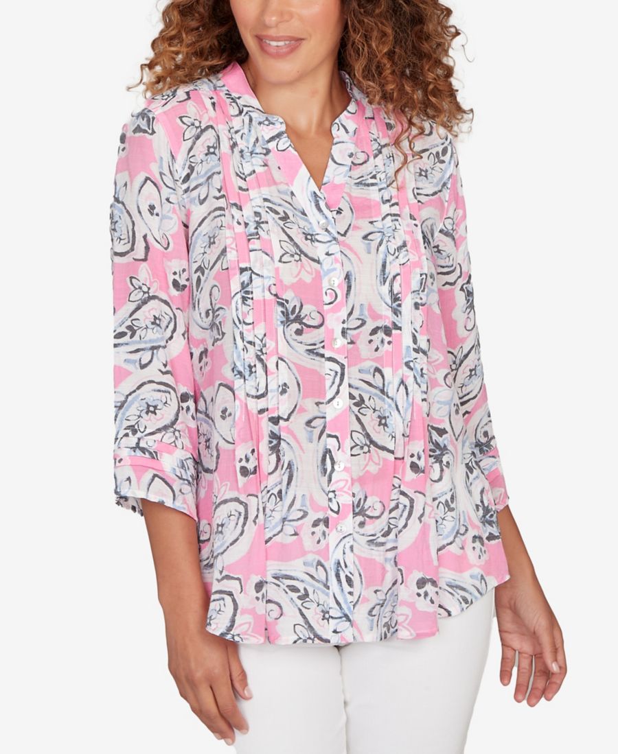 Небольшой топ из шелковистой марли с узором пейсли и застежкой на пуговицы спереди Ruby Rd, Hydrangea Multi
Небольшой топ из шелковистой марли с узором пейсли и застежкой на пуговицы спереди Ruby Rd, Hydrangea Multi