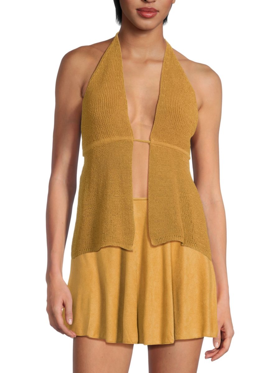 Вязаный крючком топ бикини с бретелькой через шею WeWoreWhat, цвет Tan Suede
Вязаный крючком топ бикини с бретелькой через шею WeWoreWhat, цвет Tan Suede