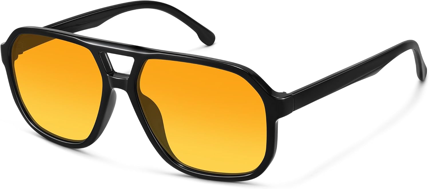 Большие солнцезащитные очки-авиаторы для женщин и мужчин — ретро, винтажные, 70-х годов, квадратная форма, двойная перемычка, защита от УФ-излучения Fozono, Black/Orange Gradient
Большие солнцезащитные очки-авиаторы для женщин и мужчин — ретро, винтажные, 70-х годов, квадратная форма, двойная перемычка, защита от УФ-излучения Fozono, Black/Orange Gradient