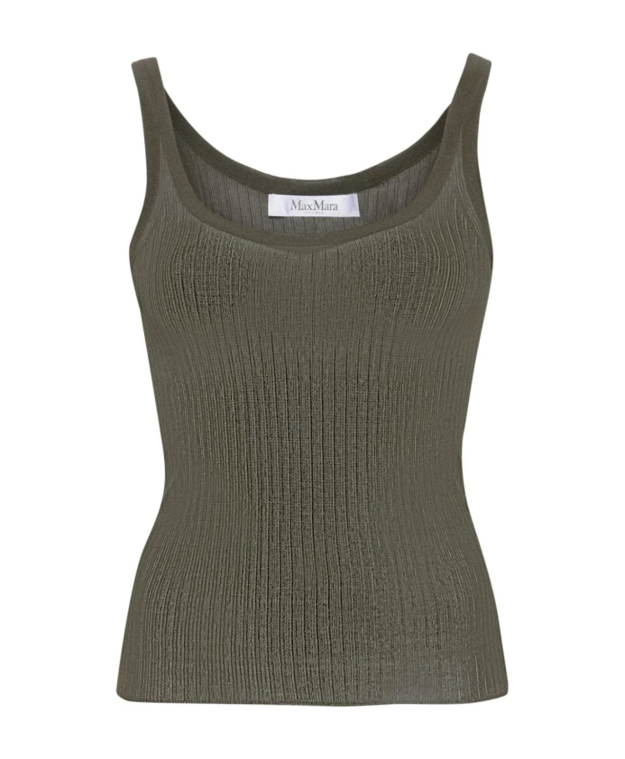 Шелковый топ в рубчик Max Mara, зеленый
Шелковый топ в рубчик Max Mara, зеленый