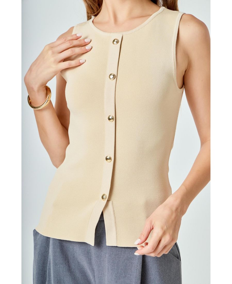 Женская вязаная блузка без рукавов на пуговицах endless rose, Beige
Женская вязаная блузка без рукавов на пуговицах endless rose, Beige