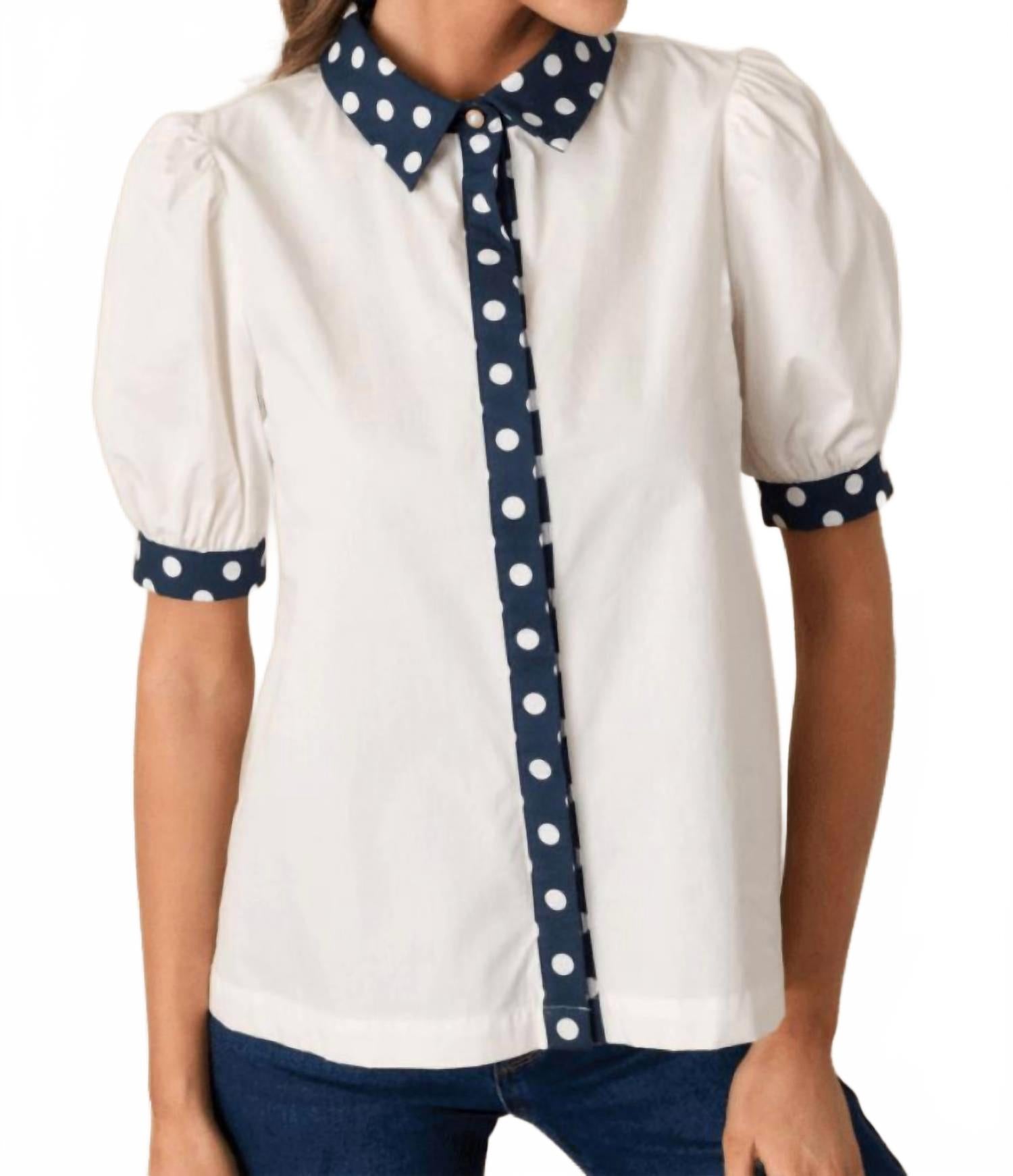 Просперина Пенни топ на пуговицах в бело-синий горошек Prosperina
Просперина Пенни топ на пуговицах в бело-синий горошек Prosperina