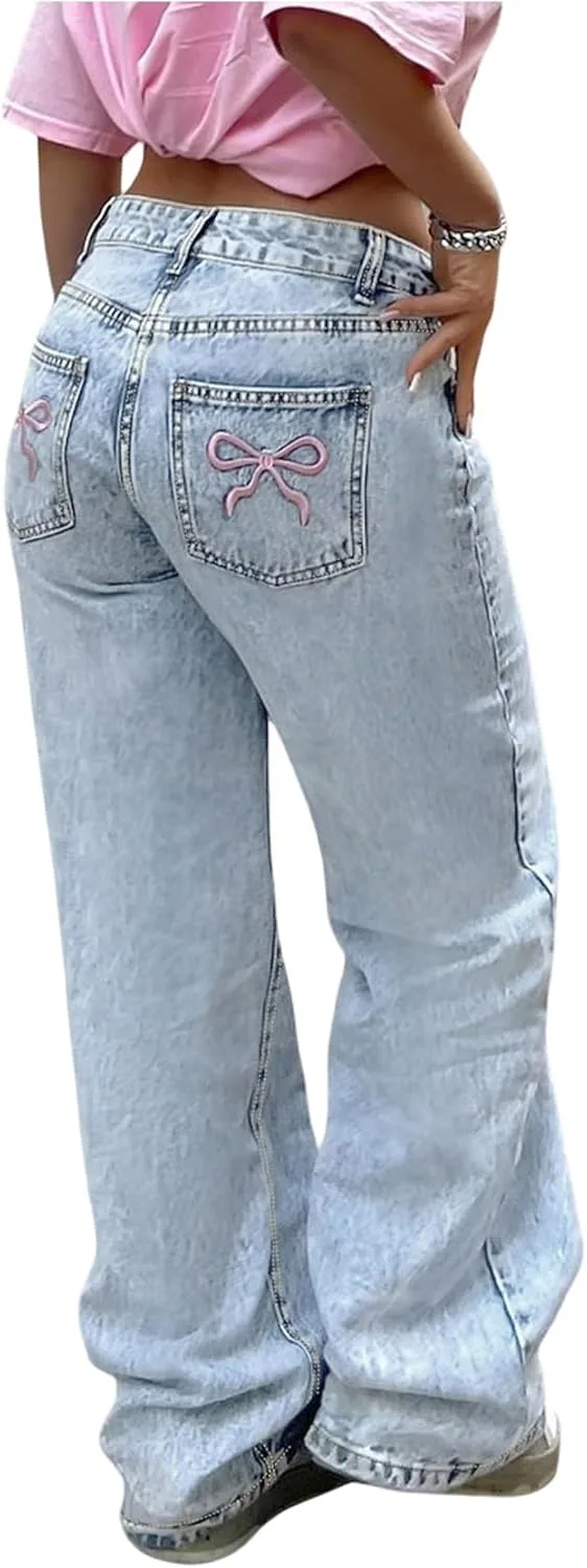 SweatyRocks женские джинсы Y2k с вышивкой бантом прямые boyfriend
SweatyRocks женские джинсы Y2k с вышивкой бантом прямые boyfriend