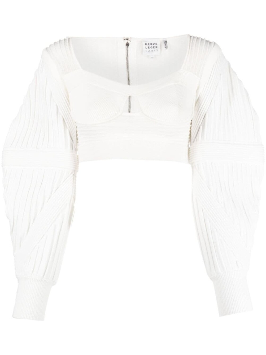 Hervé Léger укороченная блузка с объемными рукавами, белый
Hervé Léger укороченная блузка с объемными рукавами, белый