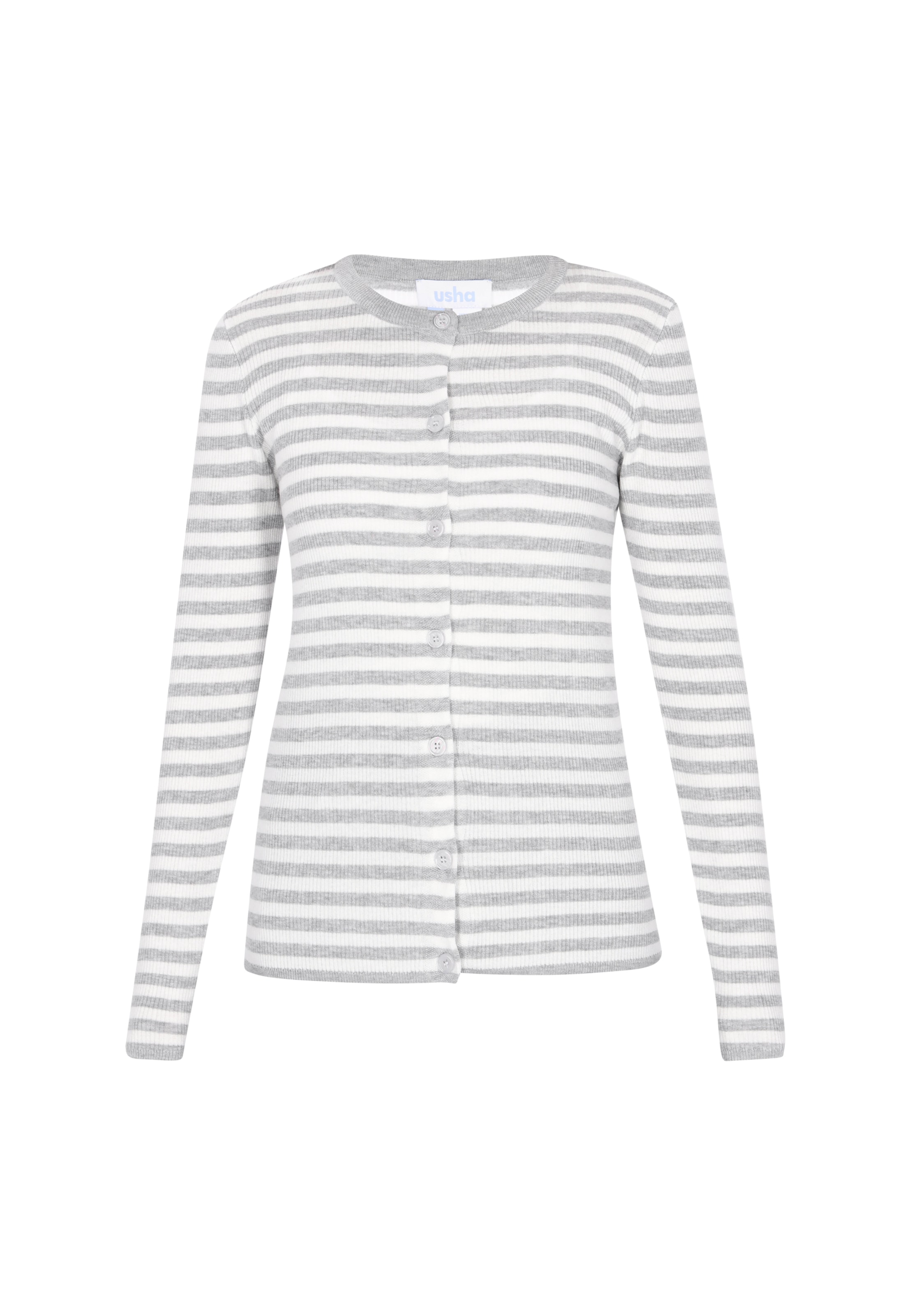 Usha BLUE LABEL Вязаный кардиган в крапчатом сером
Usha BLUE LABEL Вязаный кардиган в крапчатом сером