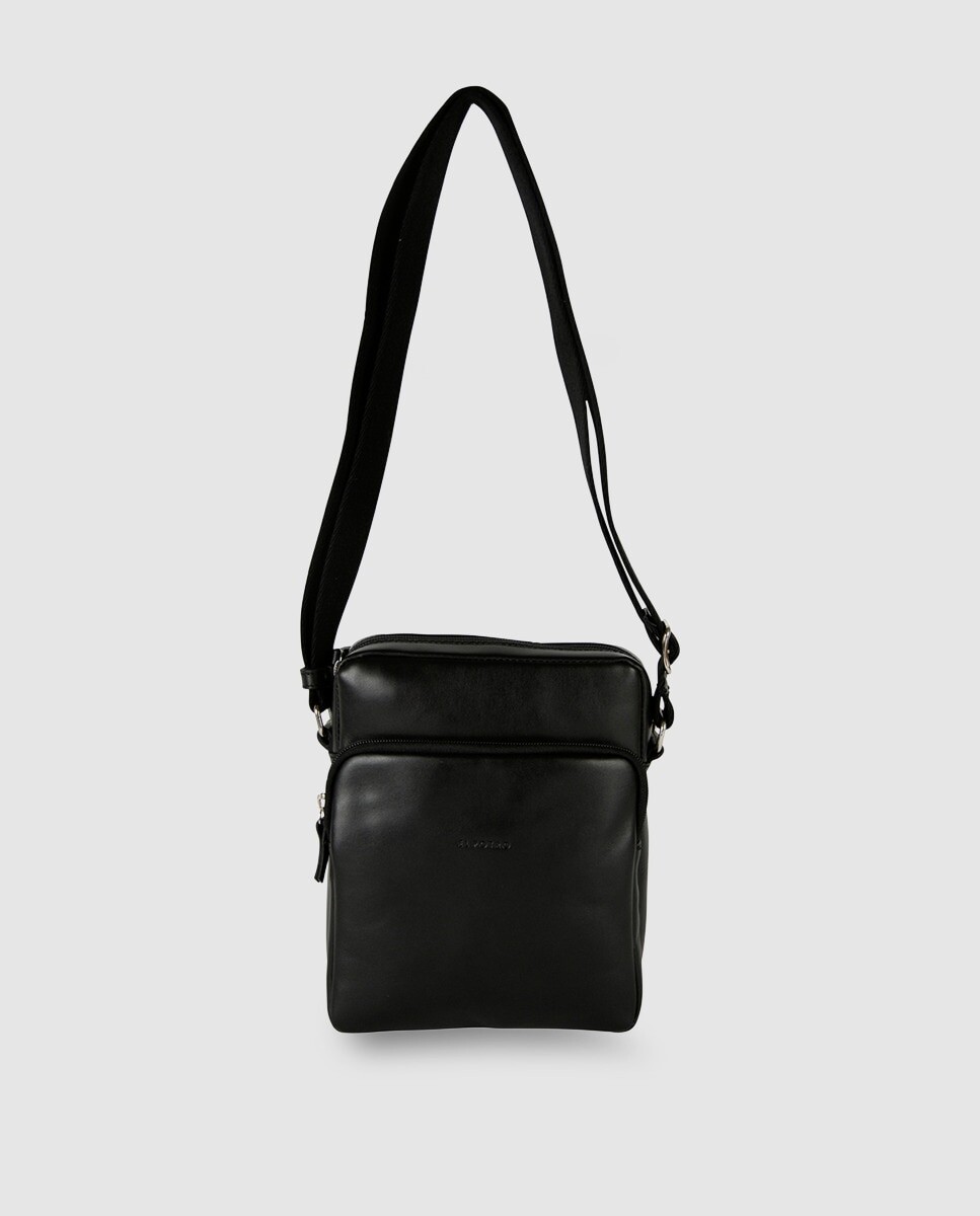 Черная кожаная сумка через плечо с внешним отделением El Potro, черный
Черная кожаная сумка через плечо с внешним отделением El Potro, черный