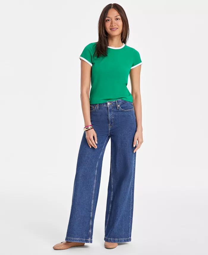 Женская короткая футболка с круглым вырезом и контрастной отделкой On 34th, зеленый
Женская короткая футболка с круглым вырезом и контрастной отделкой On 34th, зеленый