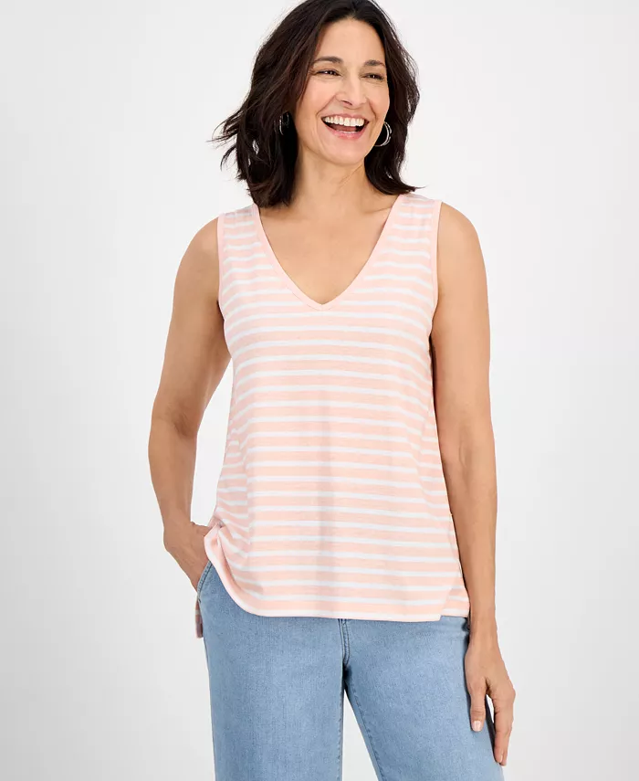 Женский полосатый топ с V-образным вырезом из смесового льна Style & Co, розовый
Женский полосатый топ с V-образным вырезом из смесового льна Style & Co, розовый