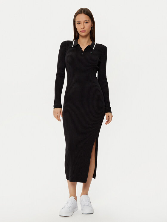 Трикотажное платье приталенного кроя Tommy Jeans, черный 
Трикотажное платье приталенного кроя Tommy Jeans, черный