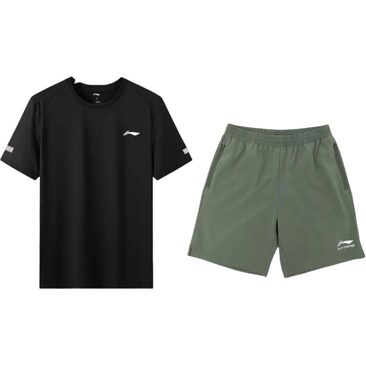 LiNing Повседневная спортивная одежда унисекс, черный short-sleeved t-shirts+thyme зеленый sports shorts
LiNing Повседневная спортивная одежда унисекс, черный short-sleeved t-shirts+thyme зеленый sports shorts