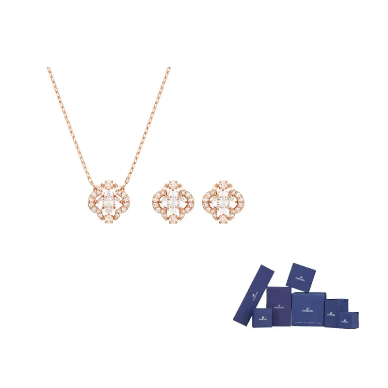 Swarovski Комплект из сплава: ожерелье и серьги-гвоздики для женщин, rose gold
Swarovski Комплект из сплава: ожерелье и серьги-гвоздики для женщин, rose gold