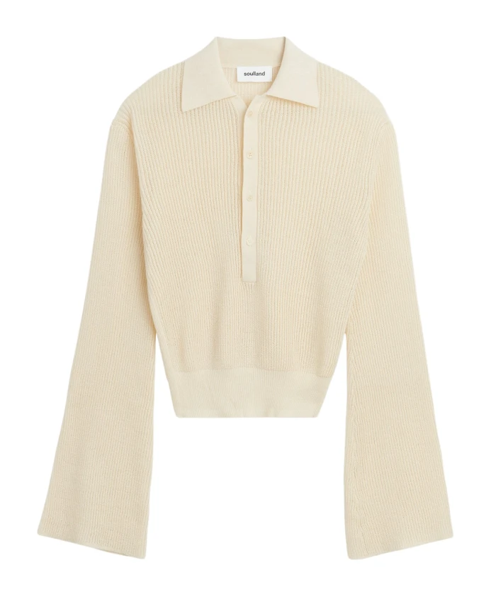 Прозрачный джемпер-поло с расклешенными рукавами Soulland, белый
Прозрачный джемпер-поло с расклешенными рукавами Soulland, белый