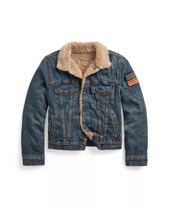 Джинсовая куртка Trucker Jacket Teddy с флисовой подкладкой для больших мальчиков Polo Ralph Lauren, синий 
Джинсовая куртка Trucker Jacket Teddy с флисовой подкладкой для больших мальчиков Polo Ralph Lauren, синий