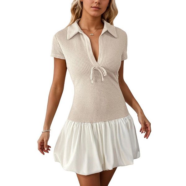 Женское вязаное платье-поло с бантом на лацкане, v-образным вырезом, вафельной текстурой и расклешенным мини Yesfashion
Женское вязаное платье-поло с бантом на лацкане, v-образным вырезом, вафельной текстурой и расклешенным мини Yesfashion