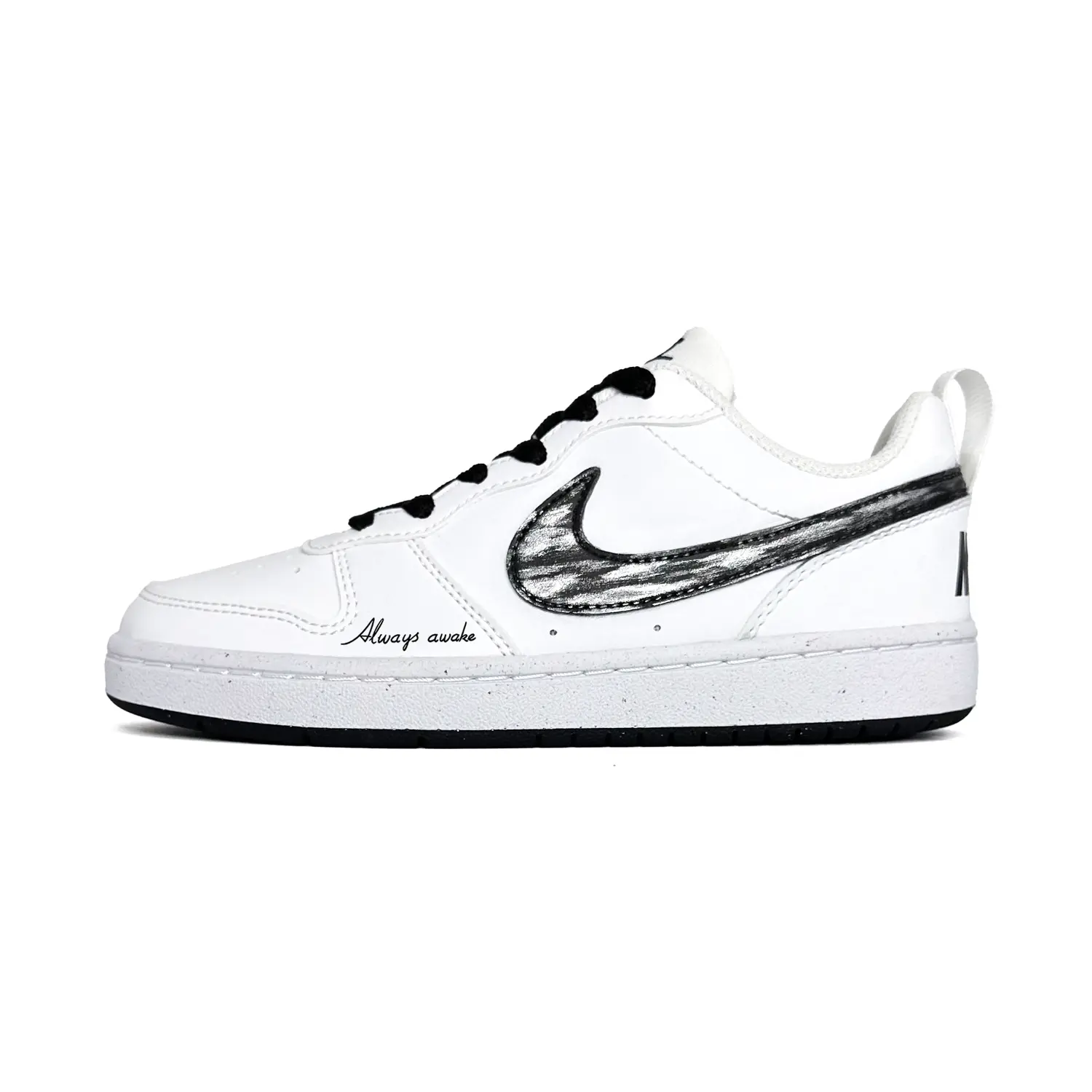 Nike Court Borough Synthetic Leather Abrasion Resistant Low top Kids' Skateboarding Shoes Black Silver Teenagers
Nike Court Borough Synthetic Leather Abrasion Resistant Low top Kids' Skateboarding Shoes Black Silver Teenagers