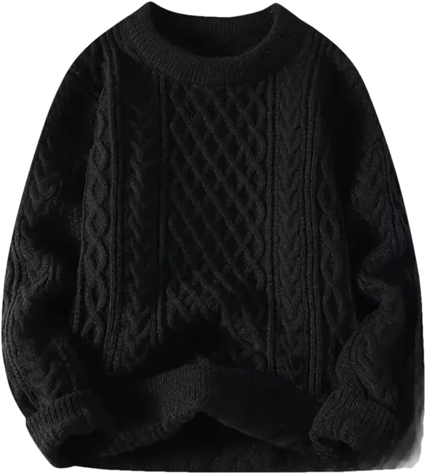 Мужской свитер с круглым вырезом, утепленный, свободного кроя
Мужской свитер с круглым вырезом, утепленный, свободного кроя