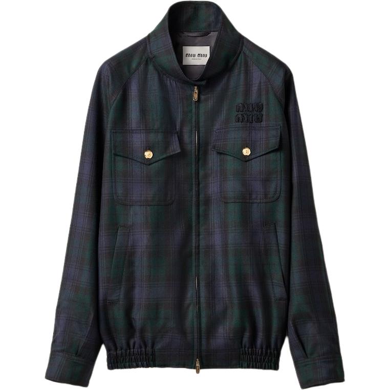 Синяя клетчатая куртка на молнии MIU MIU
Синяя клетчатая куртка на молнии MIU MIU