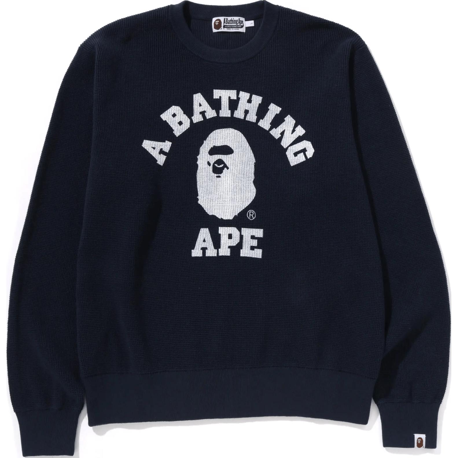 Bape College Waffle Crewneck Sweater A BATHING APE, синий
Bape College Waffle Crewneck Sweater A BATHING APE, синий