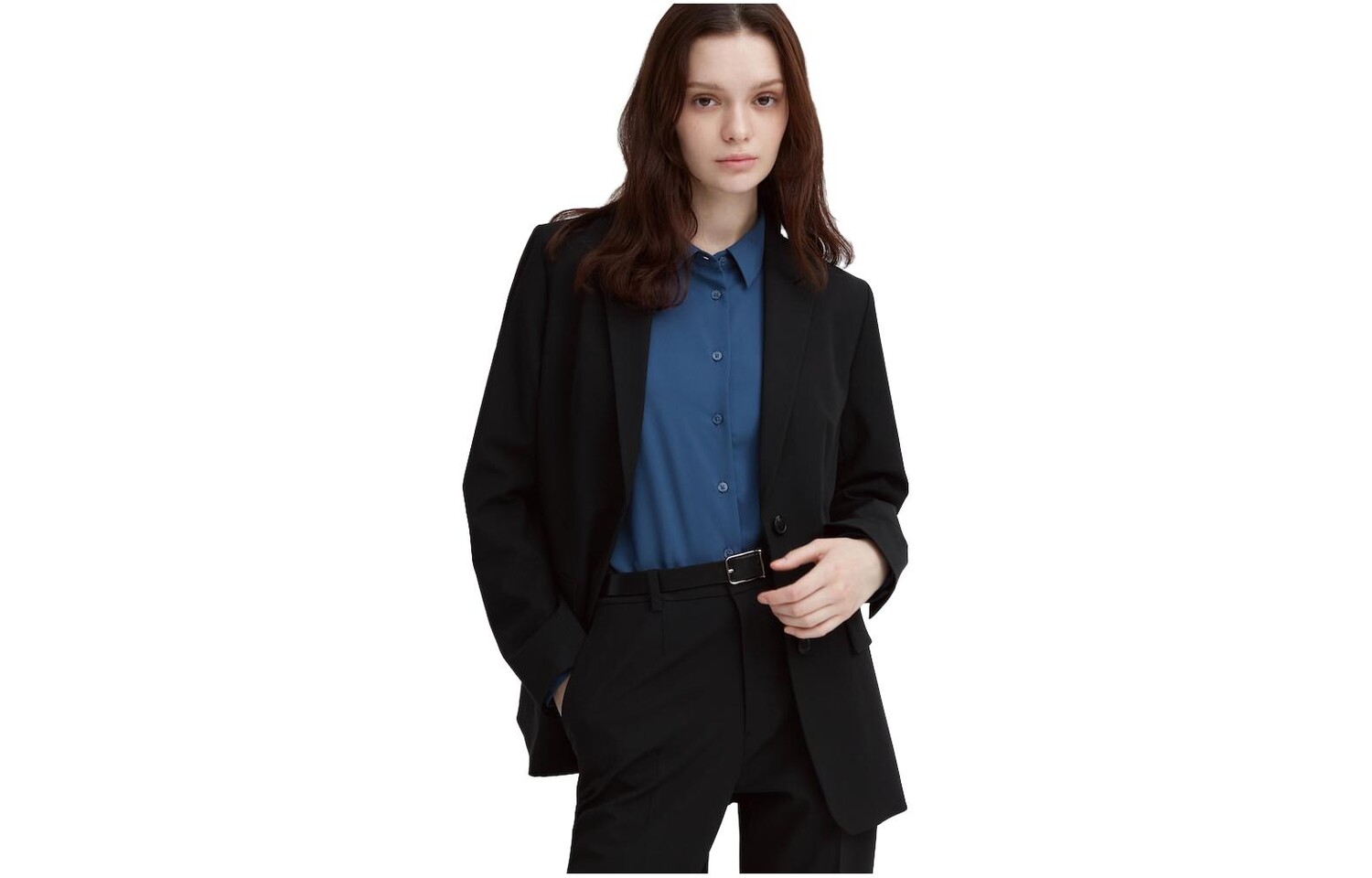 Деловой костюм женский черный Uniqlo
Деловой костюм женский черный Uniqlo