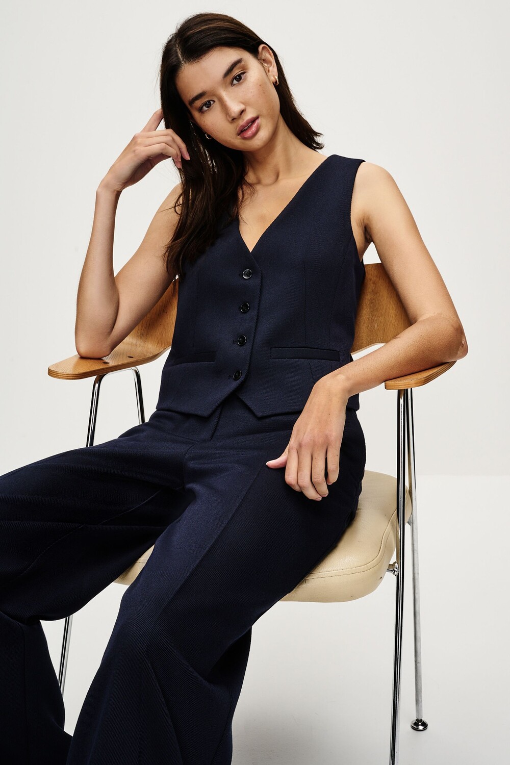 Твиловый жилет строгого кроя Next, синий
Твиловый жилет строгого кроя Next, синий