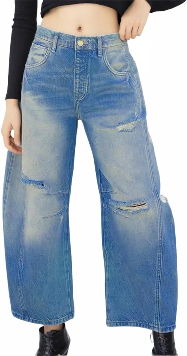 Брюки джинсовые для женщин Baggy Ripped Barrel, Mid Rise, Wide Leg, Distressed Wonyier
Брюки джинсовые для женщин Baggy Ripped Barrel, Mid Rise, Wide Leg, Distressed Wonyier