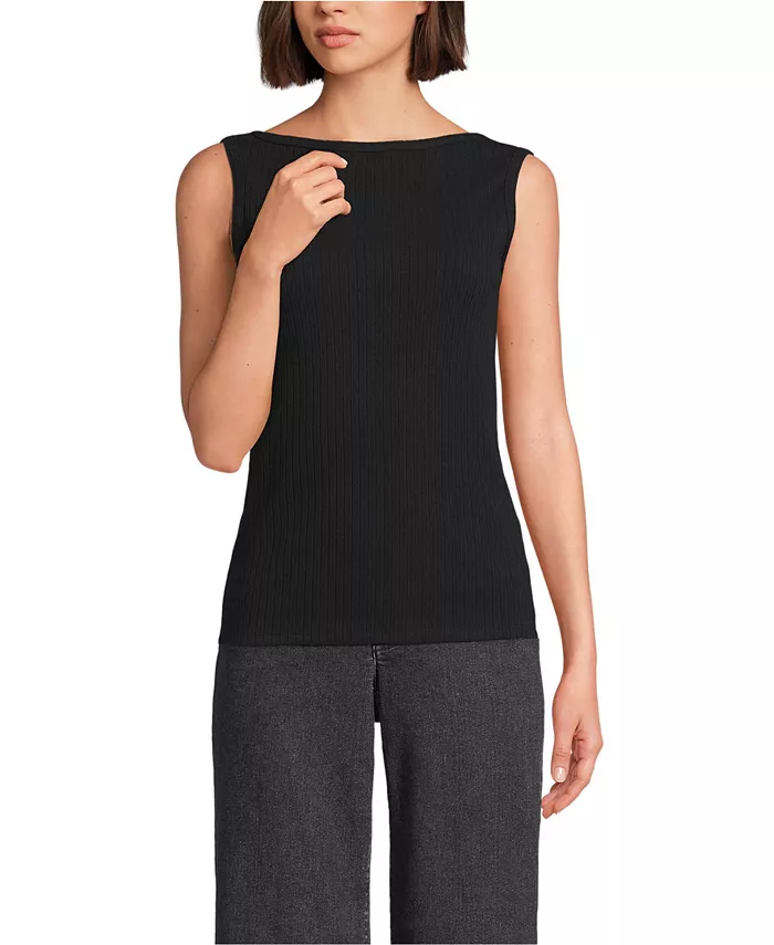 Женская майка без рукавов с узким вырезом и отделкой в рубчик Lands' End, черный
Женская майка без рукавов с узким вырезом и отделкой в рубчик Lands' End, черный