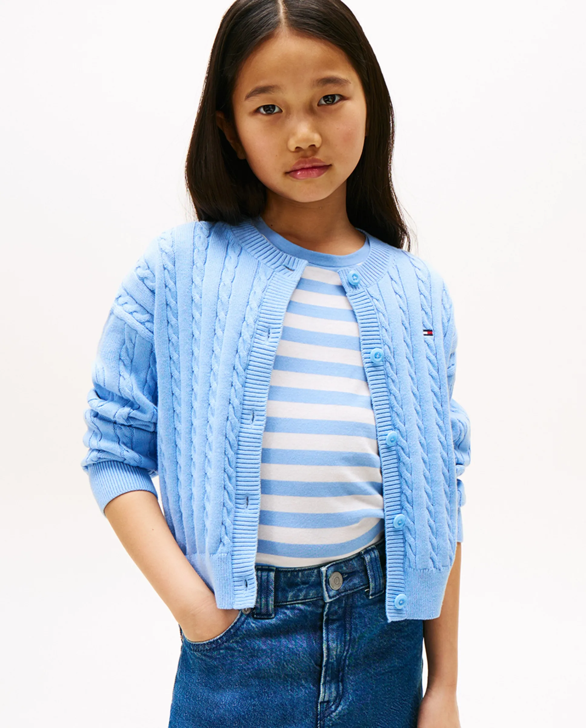 Детский кардиган из кабельной пряжи с пуговицами Tommy Hilfiger, синий
Детский кардиган из кабельной пряжи с пуговицами Tommy Hilfiger, синий