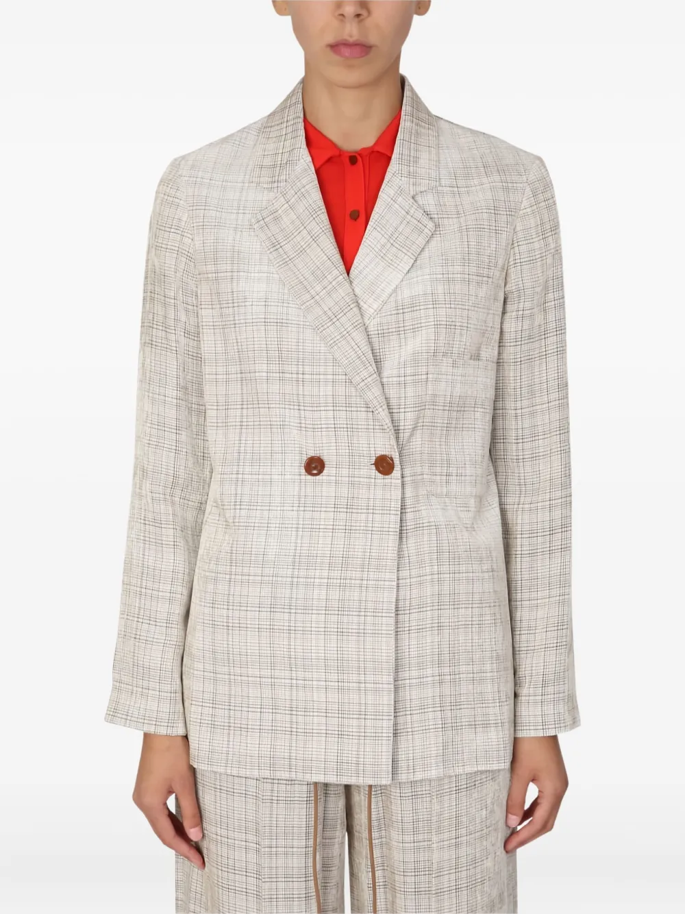 Клетчатый двубортный пиджак Alysi, нейтральный
Клетчатый двубортный пиджак Alysi, нейтральный