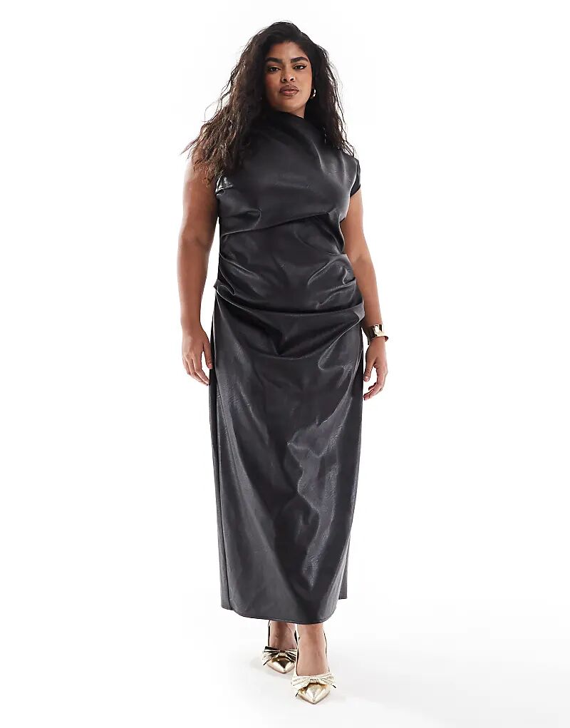 Платье миди из искусственной кожи с отделкой сборками черного цвета ASOS
Платье миди из искусственной кожи с отделкой сборками черного цвета ASOS