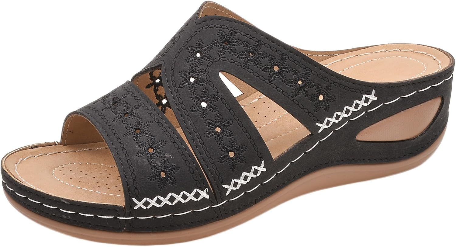 Женские сандалии на танкетке Комфортные ортопедические сандалии, женские нарядные летние платформенные повседневные сандалии на танкетке, обувь без застежки с открытым носком, с вырезами, дышащие платформенные тапочки Generic, черный
Женские сандалии на танкетке Комфортные ортопедические сандалии, женские нарядные летние платформенные повседневные сандалии на танкетке, обувь без застежки с открытым носком, с вырезами, дышащие платформенные тапочки Generic, черный