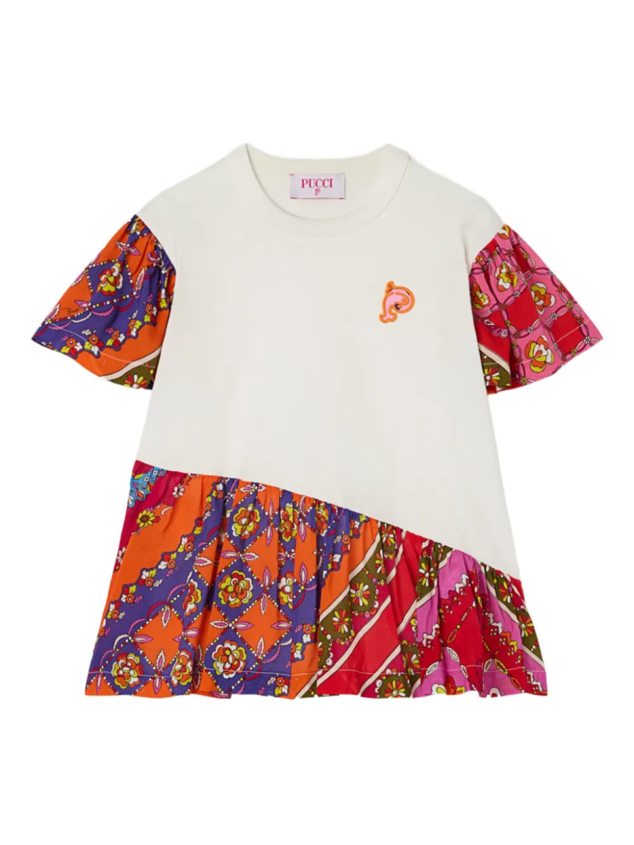 Футболка с цветочным принтом в стиле пэчворк PUCCI Junior, белый
Футболка с цветочным принтом в стиле пэчворк PUCCI Junior, белый