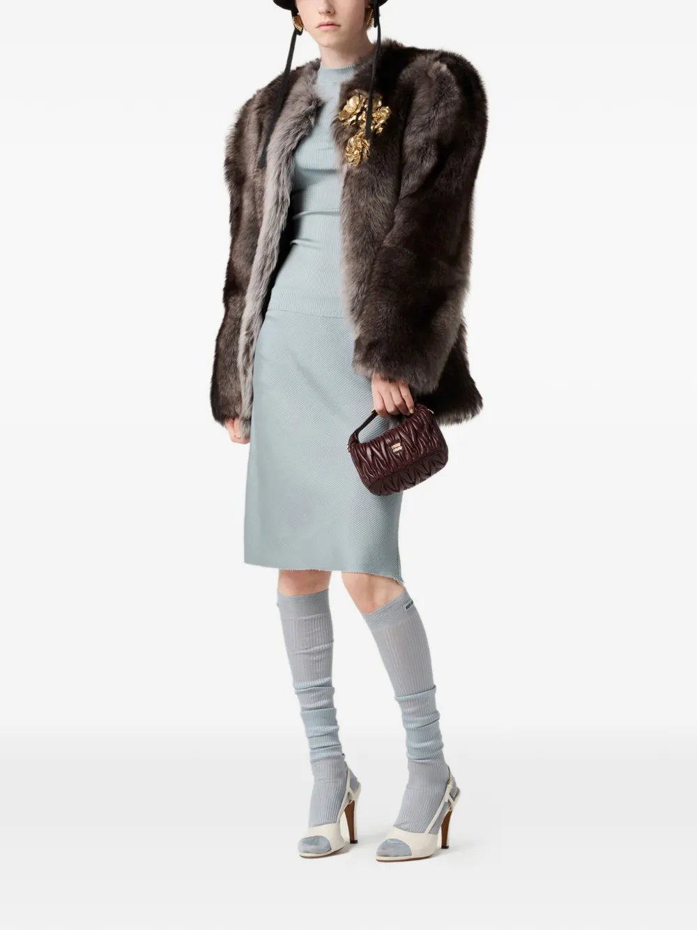 Футболка в рубчик с нашивкой-логотипом Miu Miu, синий
Футболка в рубчик с нашивкой-логотипом Miu Miu, синий