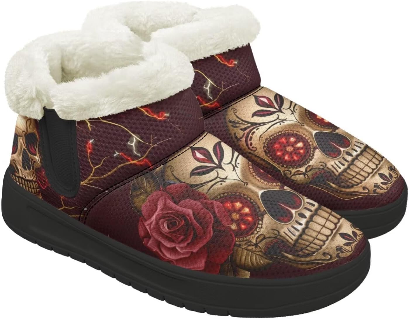 Ботинки Forchrinse для женщин и мужчин, зимние теплые с меховой подкладкой, удобные пушистые ботинки с противоскользящей подошвой, Skull Flowers Print
Ботинки Forchrinse для женщин и мужчин, зимние теплые с меховой подкладкой, удобные пушистые ботинки с противоскользящей подошвой, Skull Flowers Print