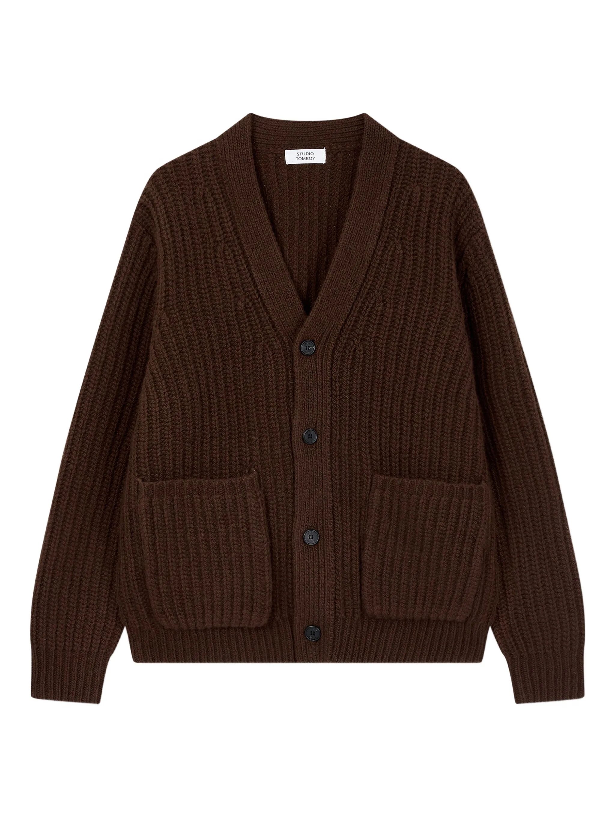 Кардиган с накладными карманами Studio Tomboy, коричневый
Кардиган с накладными карманами Studio Tomboy, коричневый