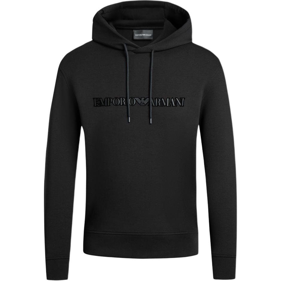 Толстовка с вышитым логотипом EMPORIO ARMANI на шнурке, черная
Толстовка с вышитым логотипом EMPORIO ARMANI на шнурке, черная